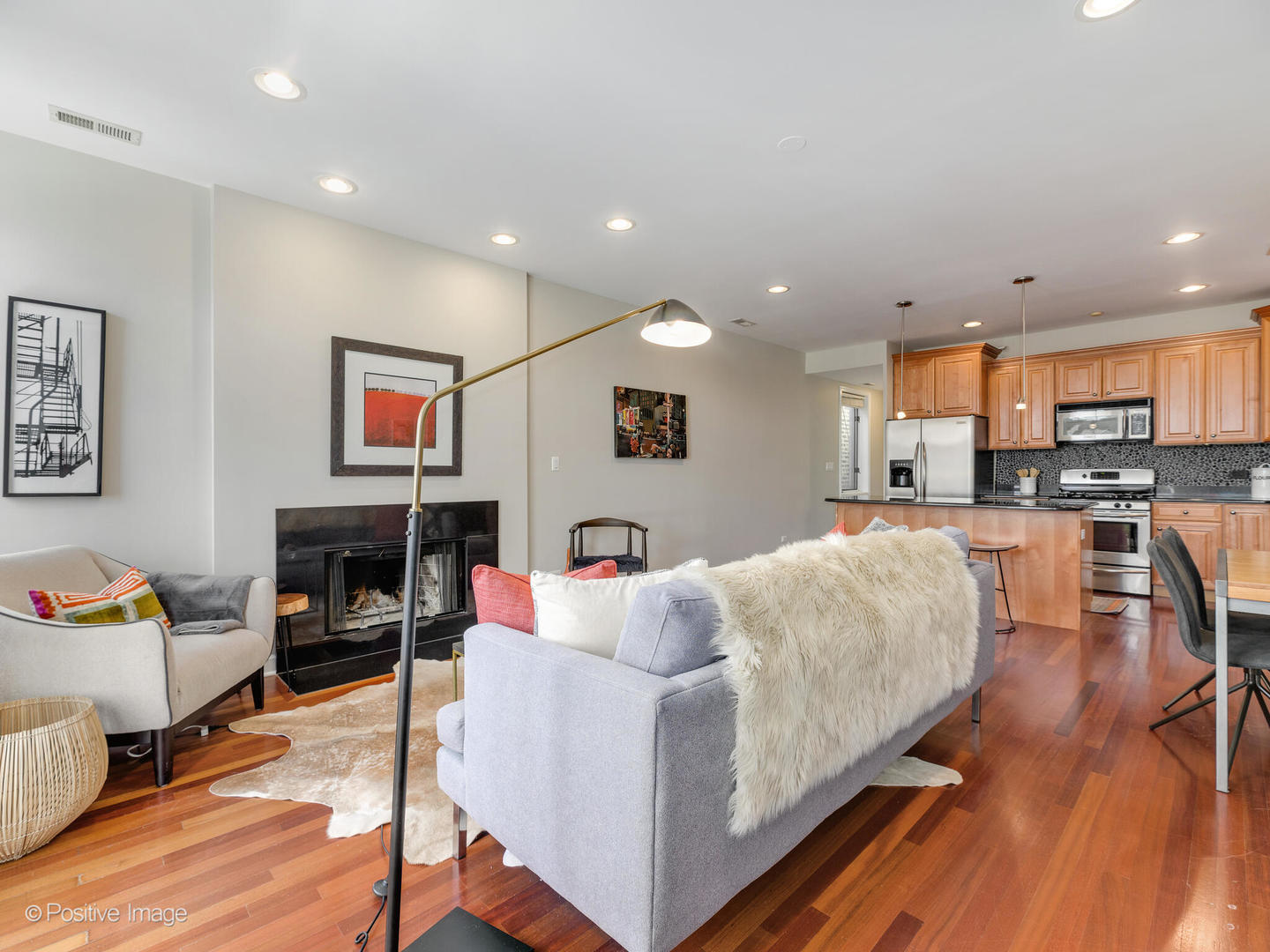 1704 South Morgan Street, Unit 2 Chicago, IL 60608 - Photo 11 of 18 a living room with furniture and a fireplace