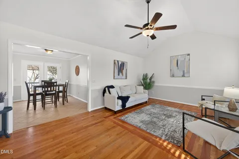a living room with furniture and rug