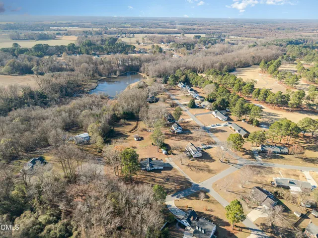 a view of a lake with houses