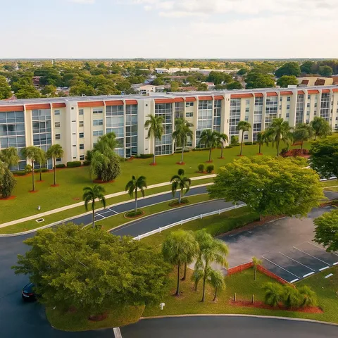 a view of a lake with a building in the background