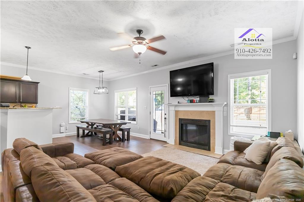4112 Newgate Street Fayetteville, NC 28306 - Photo 12 of 32 a living room with furniture fireplace and flat screen tv