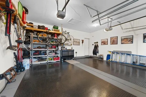 a view of a livingroom with shelves