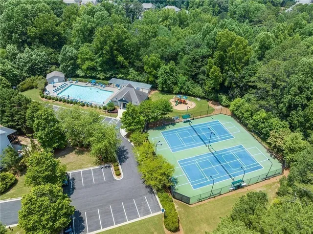 an aerial view of a house
