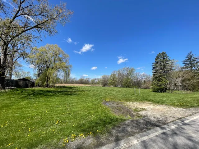 a big yard with lots of green space and house in the back