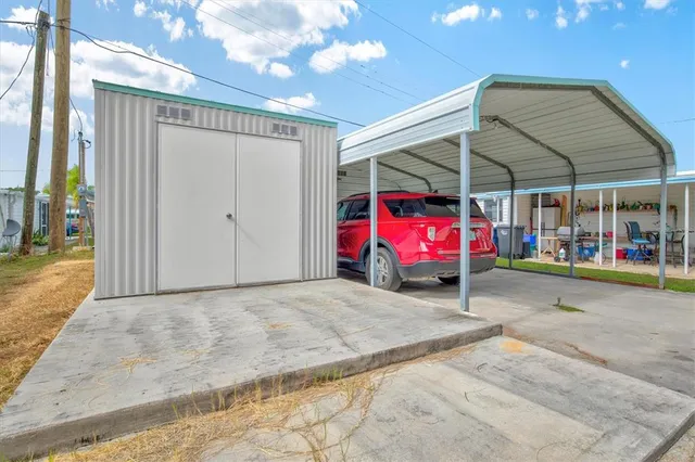 a view of a car in garage