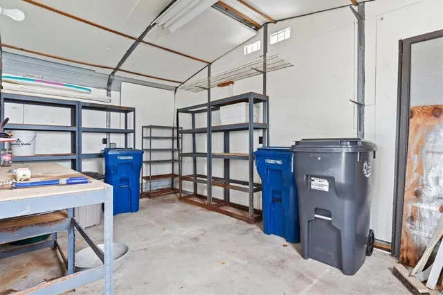 a view of a blue door and a window