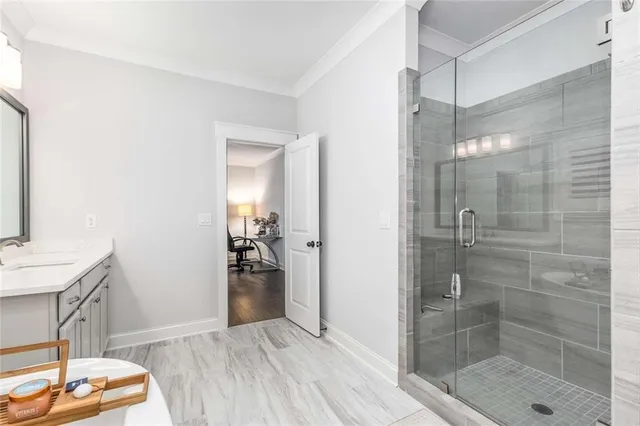 a workspace with furniture and a window