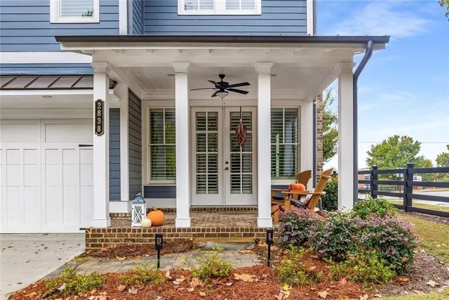 front view of a house with a yard