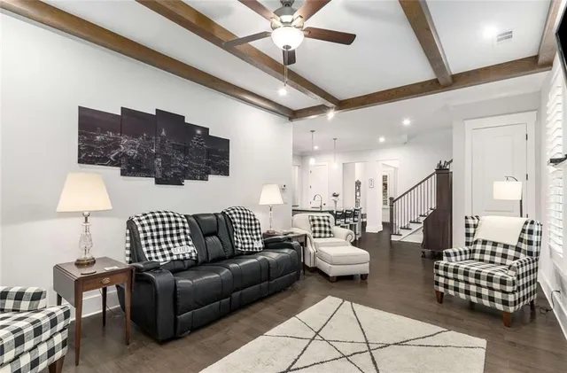 a living room with furniture