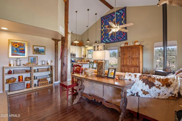 a room with furniture and a book shelf