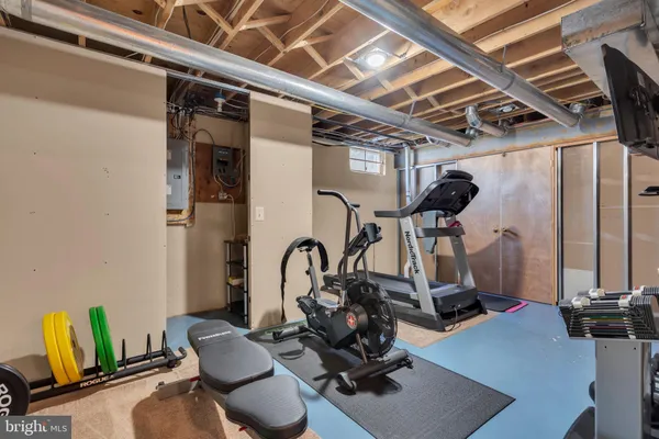 a room with gym equipment