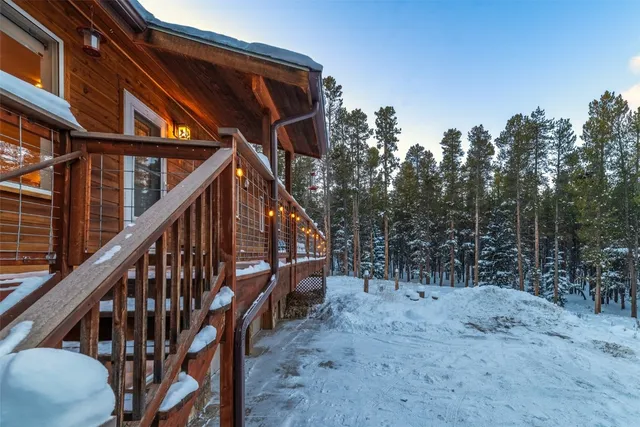 a view of balcony with wooden floor