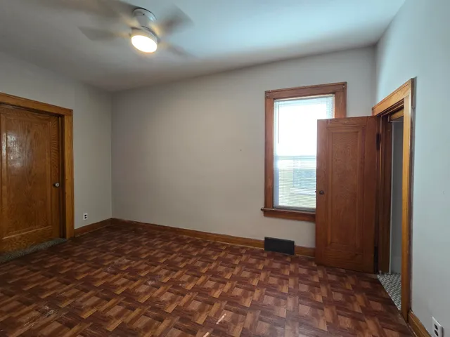 an empty room with windows