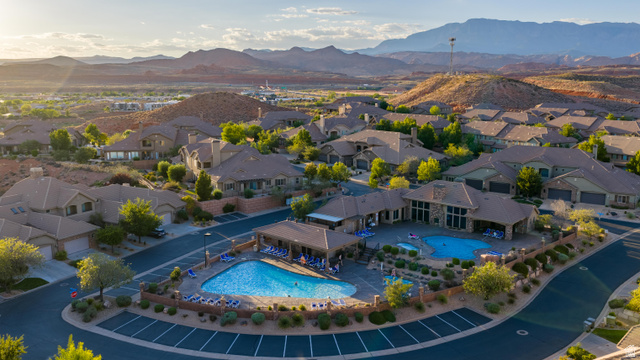 2069 North Coral Ridge Drive Washington, UT 84780 - Photo 29 of 35 Community pool area featuring two distinct pools, a covered lounging area.