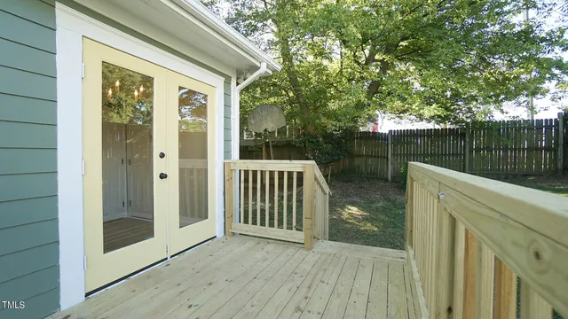 a view of backyard from deck