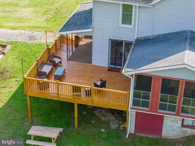 a view of lake with green space