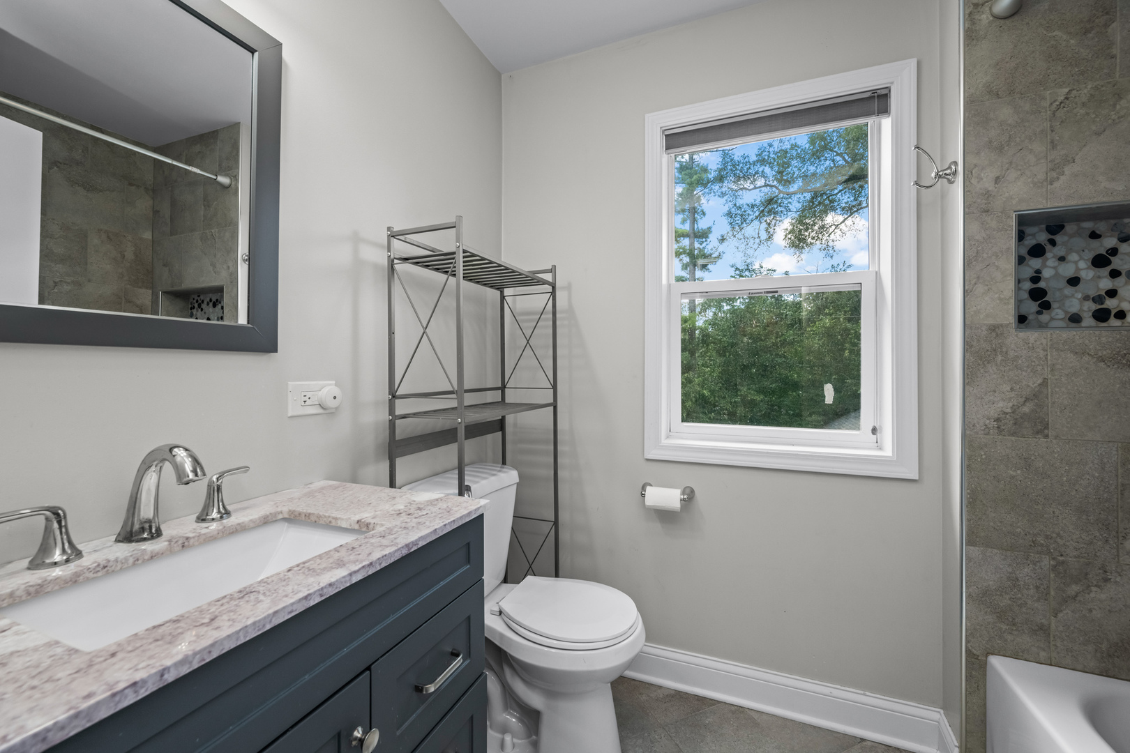 3403 Ridge Road Island Lake, IL 60042 - Photo 11 of 16 a bathroom with a granite countertop toilet sink and mirror