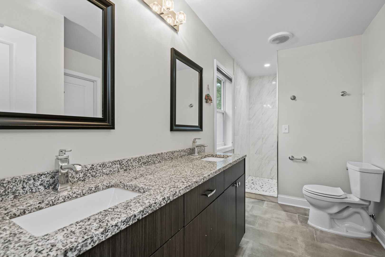 3403 Ridge Road Island Lake, IL 60042 - Photo 14 of 16 a bathroom with a granite countertop sink and a mirror