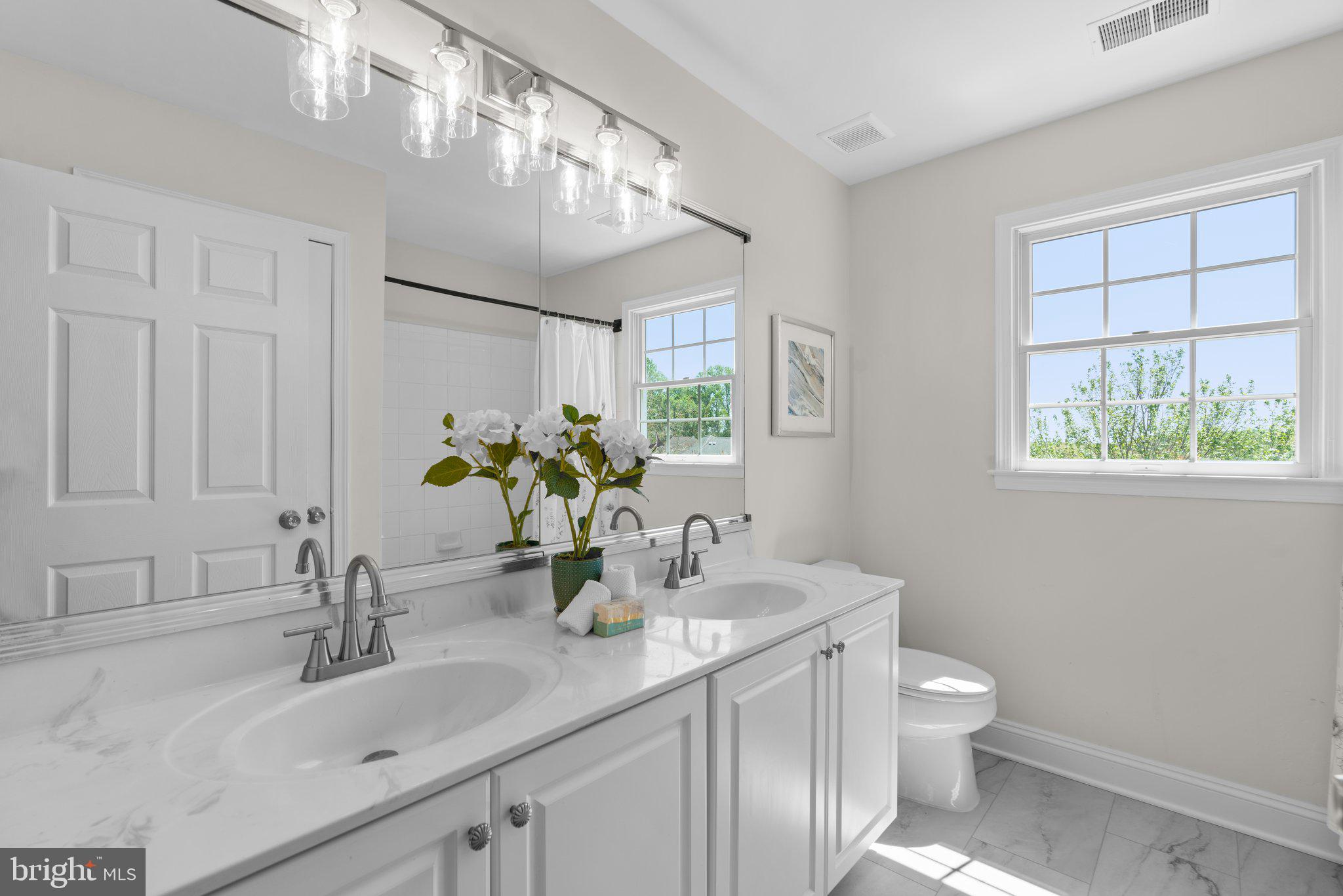 22104 Ginger Tree Way Clarksburg, MD 20871 - Photo 46 of 57 a bathroom with a toilet a sink and mirror