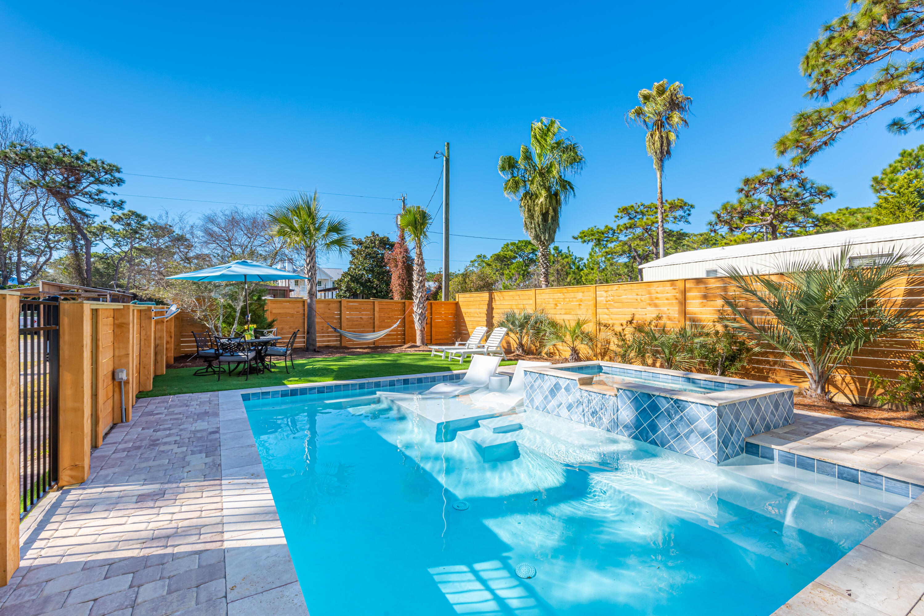 281 Elm Street Santa Rosa Beach, FL 32459 - Photo 25 of 37 a view of a swimming pool with a patio