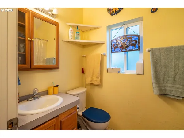 a bathroom with a sink mirror and a shower