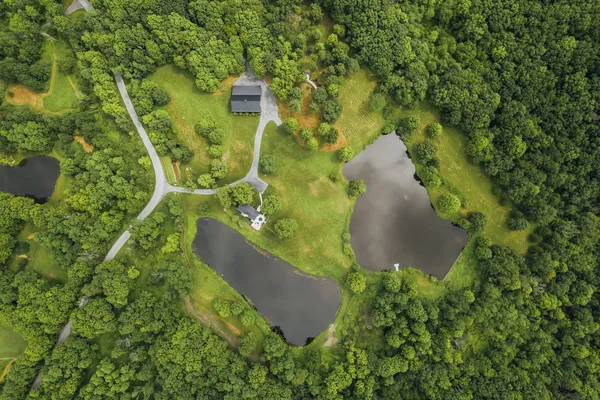 an aerial view of a residential houses