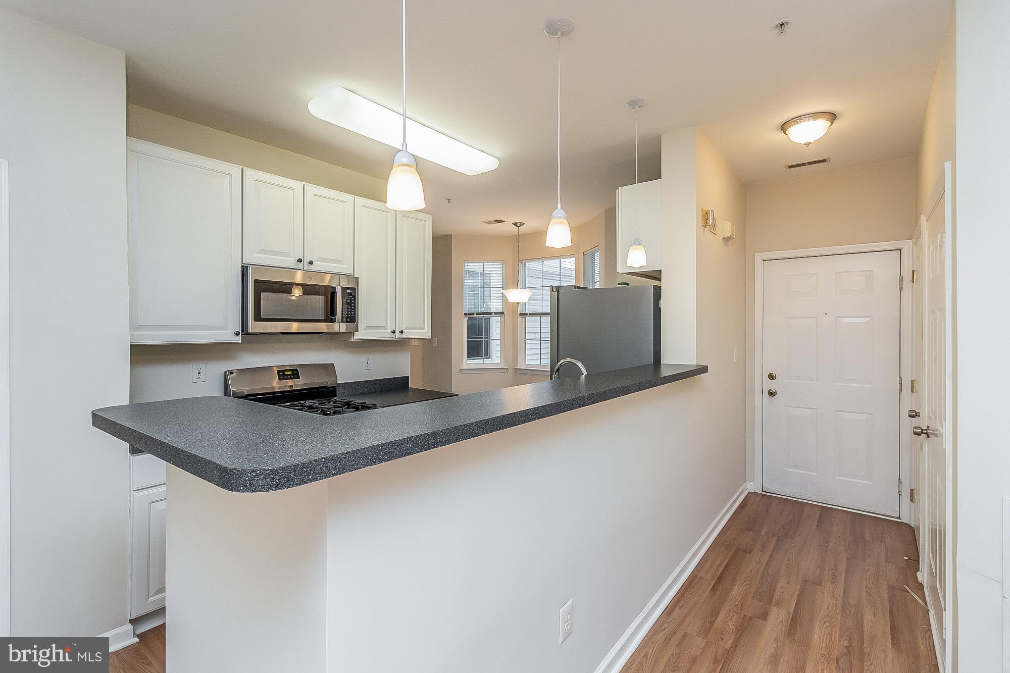 18 Hawk Rise Lane, Unit 205 Owings Mills, MD 21117 - Photo 11 of 29 a kitchen with stainless steel appliances a microwave a sink and a refrigerator