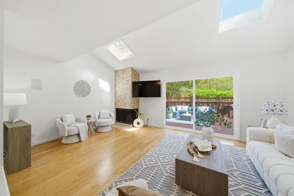 a living room with furniture