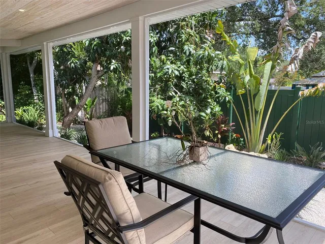 a view of an outdoor seating area