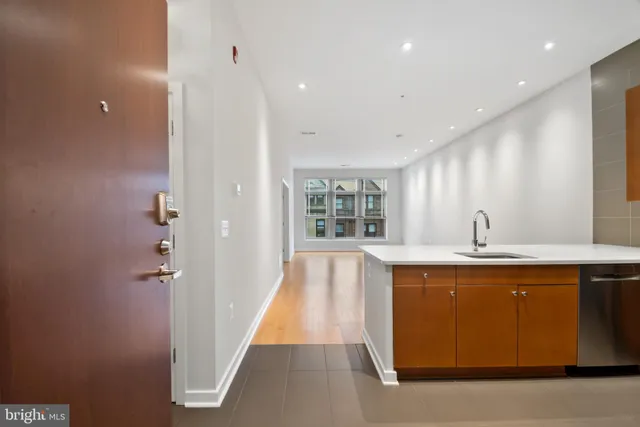 a view of a garage with storage