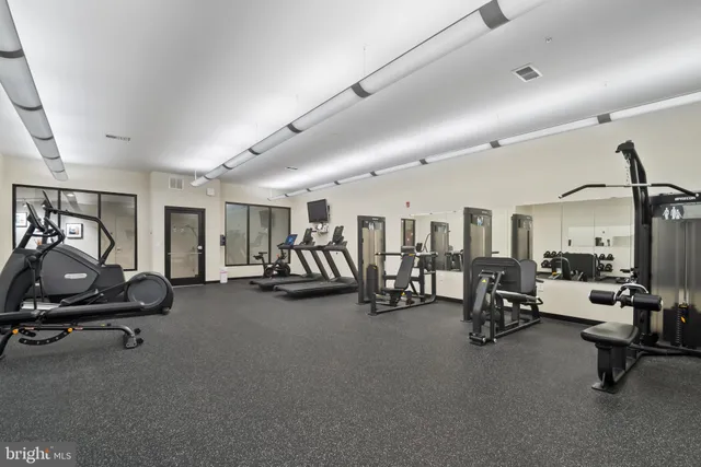 a view of a room with gym equipment