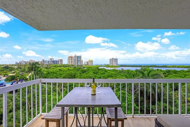 a view of a city from a balcony