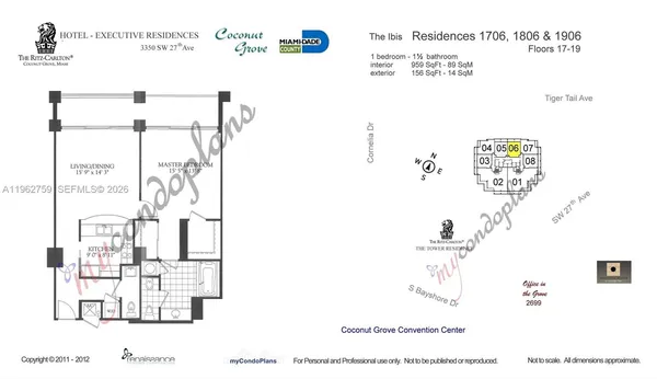 $8,950 | 3350 Southwest 27th Avenue, Unit 1806, Coconut Grove, FL 33133