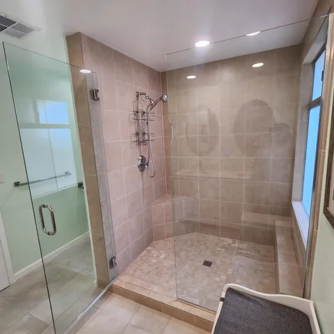 a bathroom with a shower