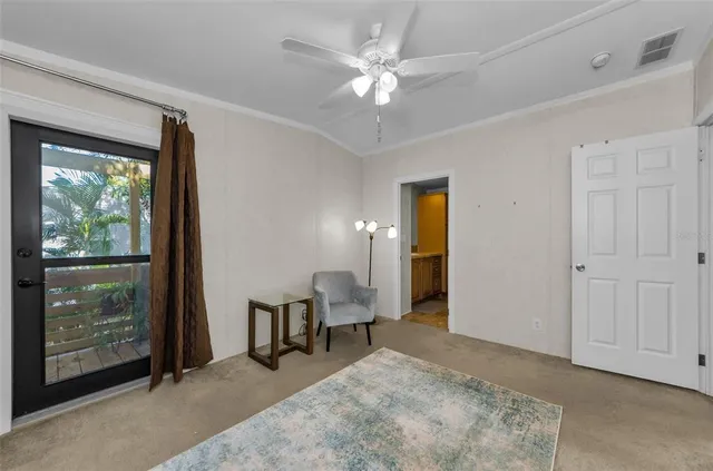 an outdoor space with wooden benches