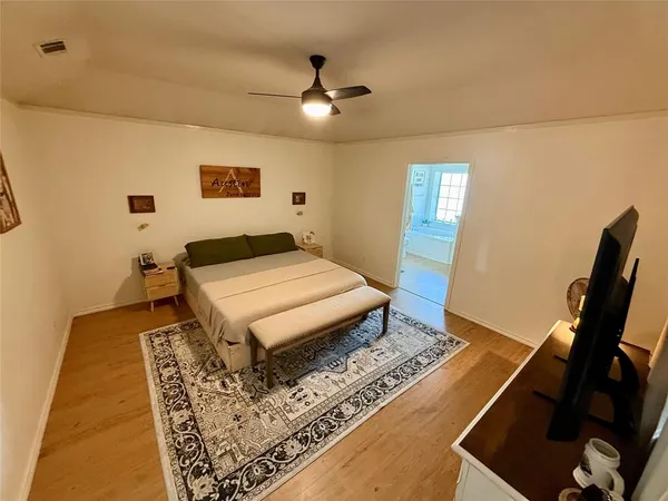 a living room with a rug