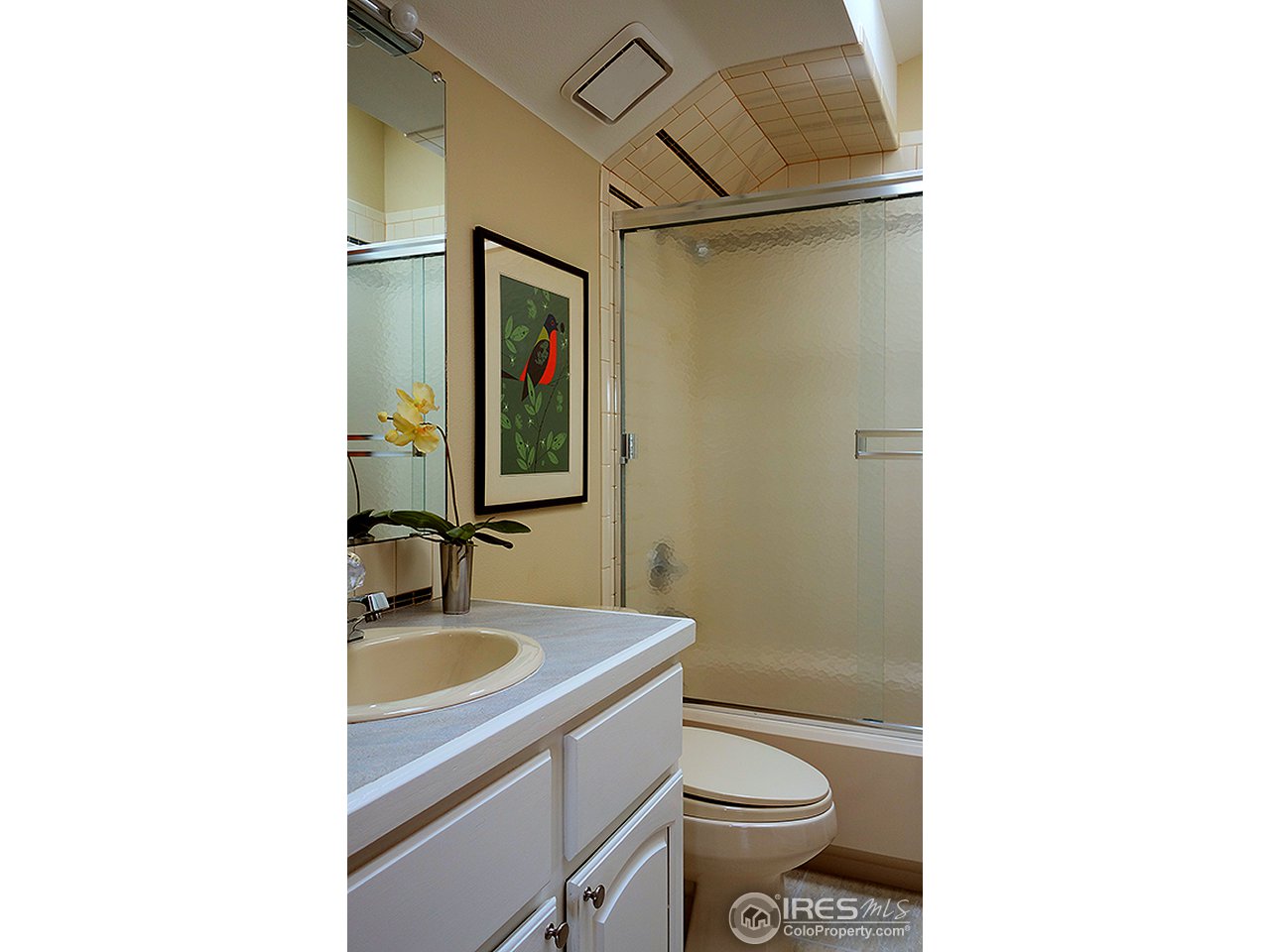 3180 Redstone Road Boulder, CO 80305 - Photo 20 of 24 a bathroom with a sink a toilet a mirror and shower