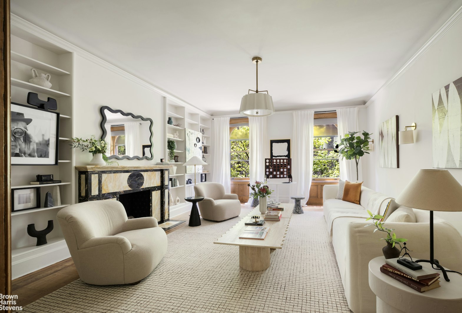 57 East 74th Street Manhattan, NY 10021 - Photo 38 of 60 a living room with furniture kitchen view and a chandelier