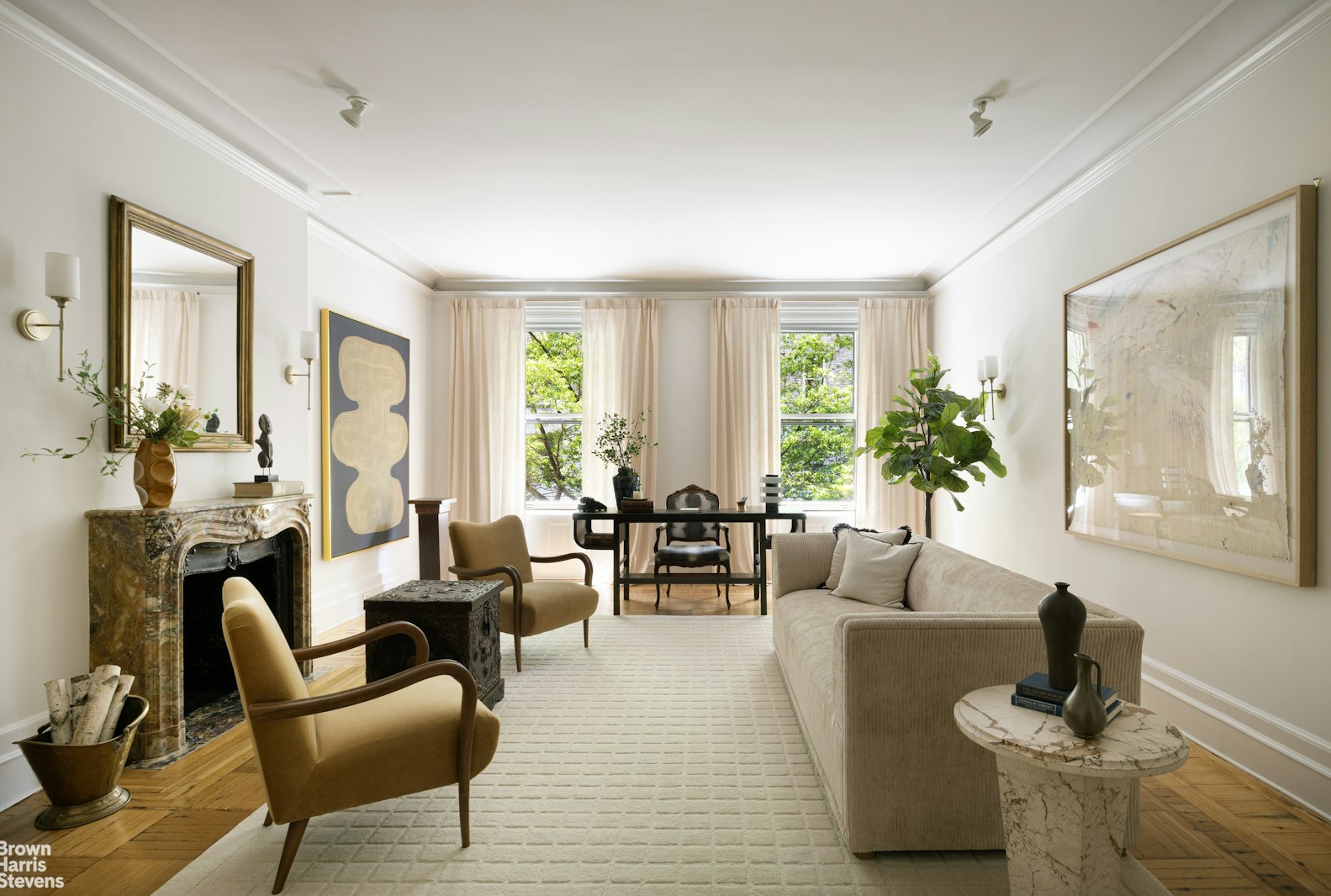 57 East 74th Street Manhattan, NY 10021 - Photo 40 of 60 a living room with furniture and a large window