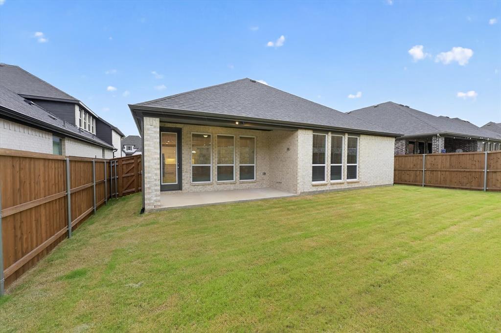4123 Windy Point Court Oak Point, TX 75068 - Photo 6 of 29 Expansive backyard featuring a manicured lawn, a paved patio, and a privacy fence