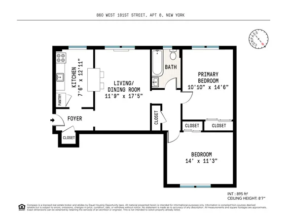 $549,000 | 860 West 181st Street, Unit 8 | Hudson Heights
