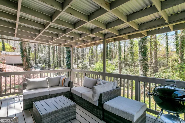 a outdoor living space with furniture