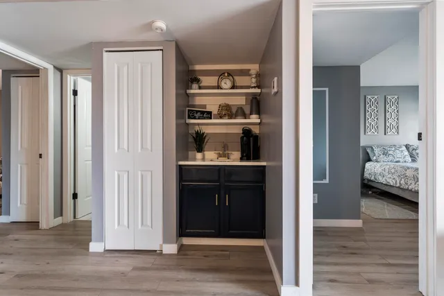 a view of bedroom with bedroom and wooden floor