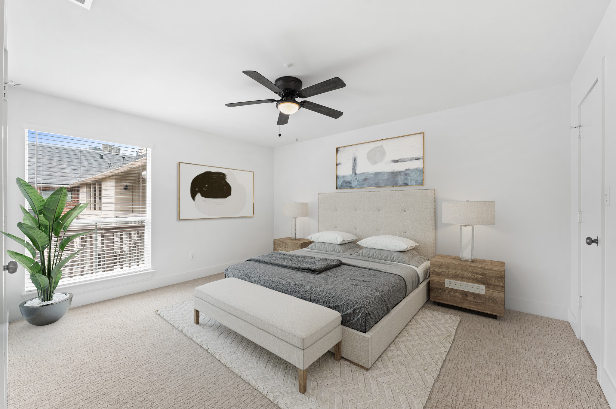 2829 Timmons Lane, Unit 202 Houston, TX 77027 - Photo 10 of 17 a bedroom with a bed couch and window