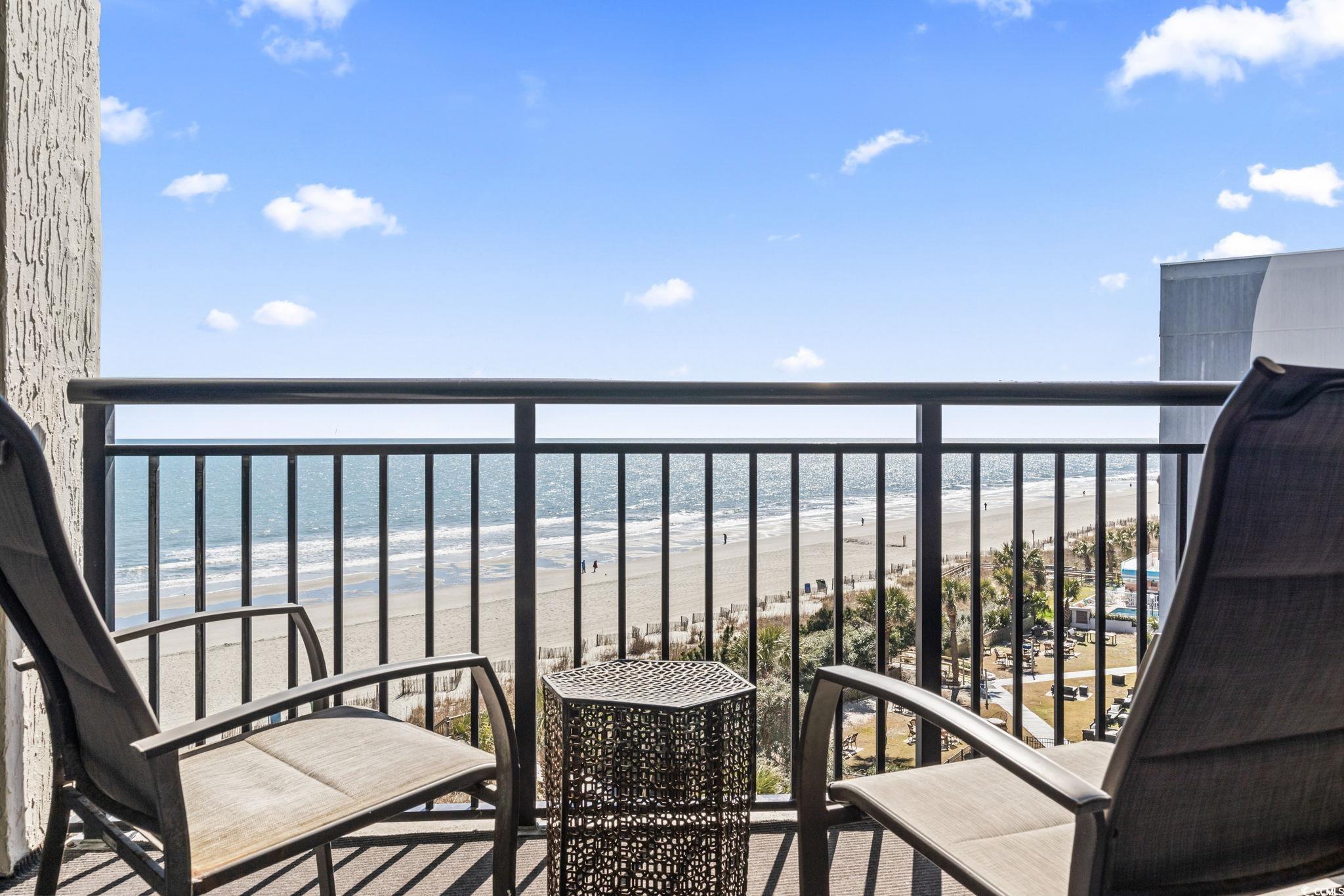 7100 North Ocean Boulevard, Unit 616 Myrtle Beach, SC 29572 - Photo 21 of 23 Balcony with view of water and beach