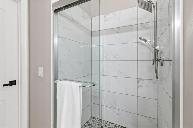 an aerial view of a house with a garden