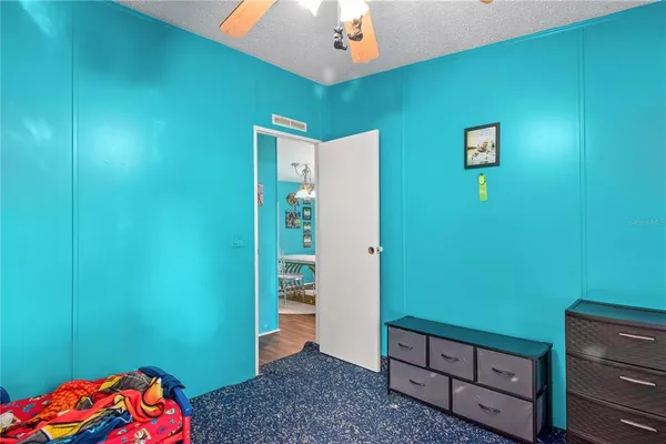 a room with window and closet