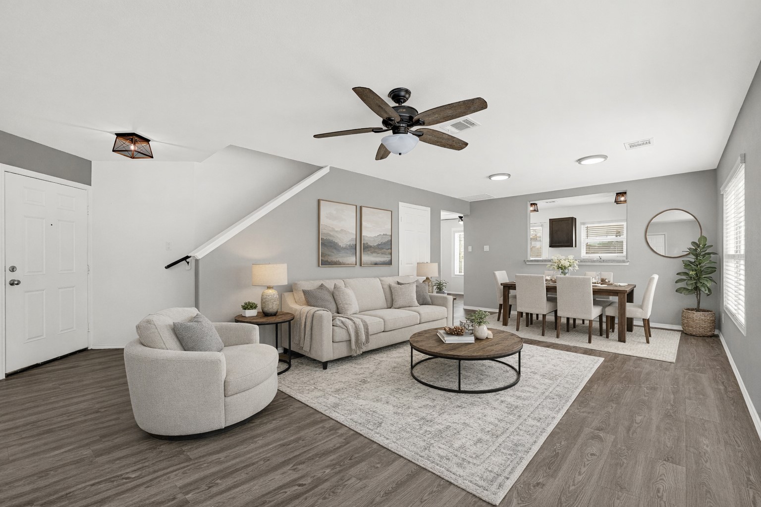 6020 Rimini Landing Lane Porter, TX 77365 - Photo 5 of 33 Living area flowing into dining room space for functionality and comfort (virtually staged)