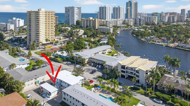 a view of a city with tall buildings