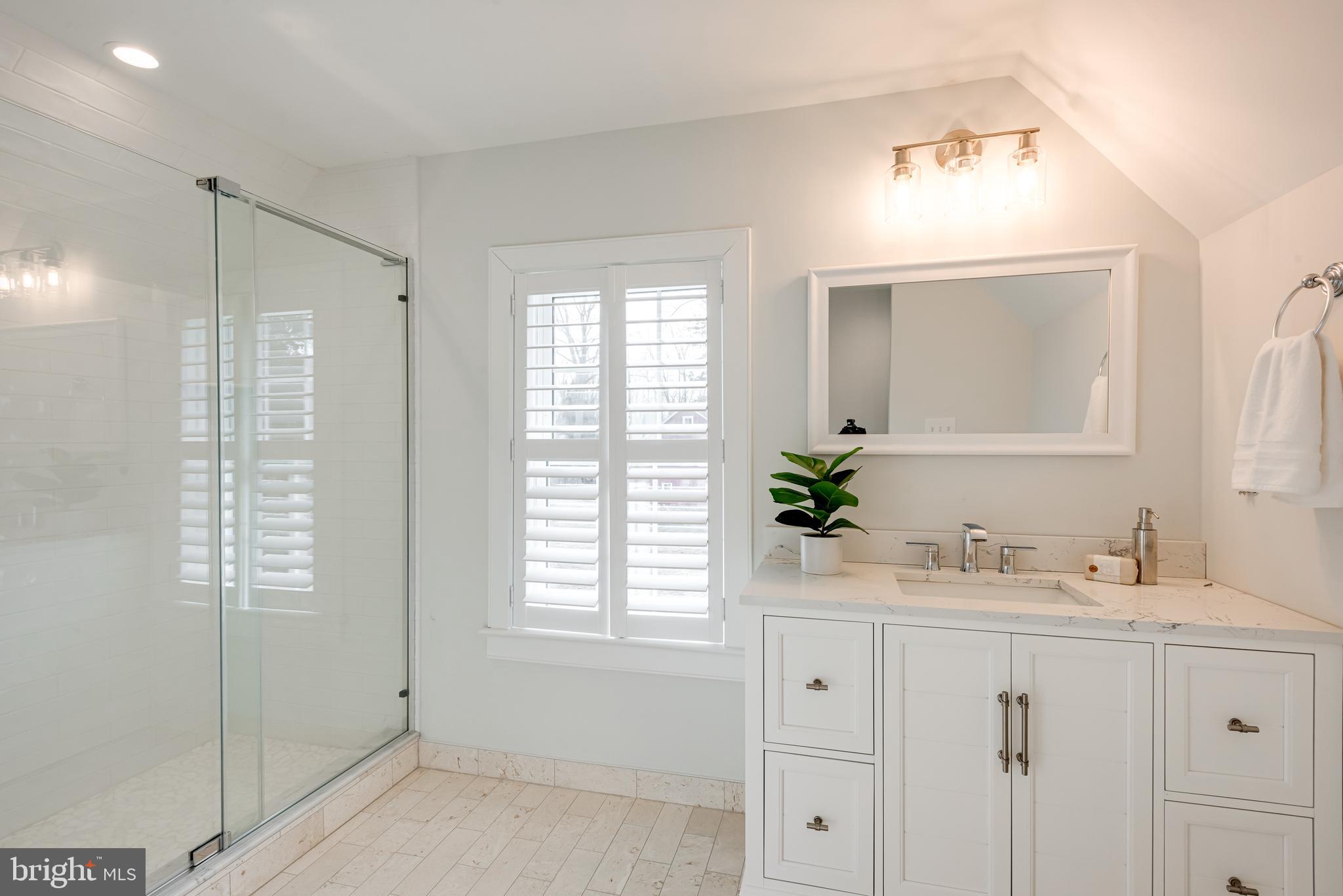 670 Leopard Road Berwyn, PA 19312 - Photo 46 of 52 a bathroom with a sink a potted plant and a shower